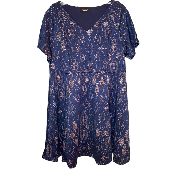 ReneeC 2x navy lace dress. Fit & flare. Like new. - Picture 1 of 6